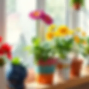 Vibrant indoor potted flowers in full bloom, showcasing seasonal beauty.